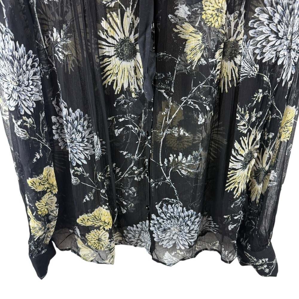 baum und pferdgarten sheer floral tie neck blouse top black floral size 42 - Picture 6 of 10